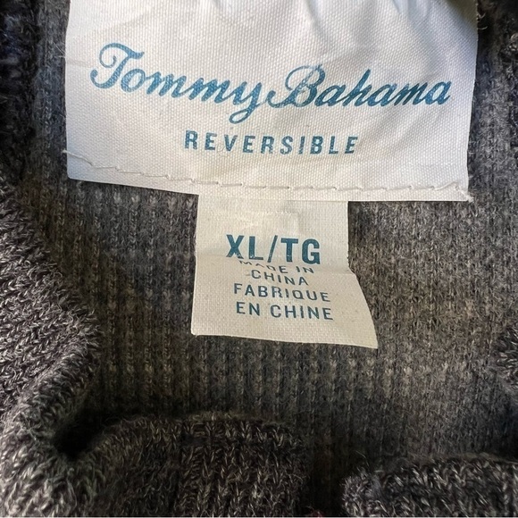 TOMMY BAHAMA REVERSIBLE 1/4 ZIP PULLOVER FLIPSIDER SWEATER SIZE XL GRAY - Picture 6 of 11